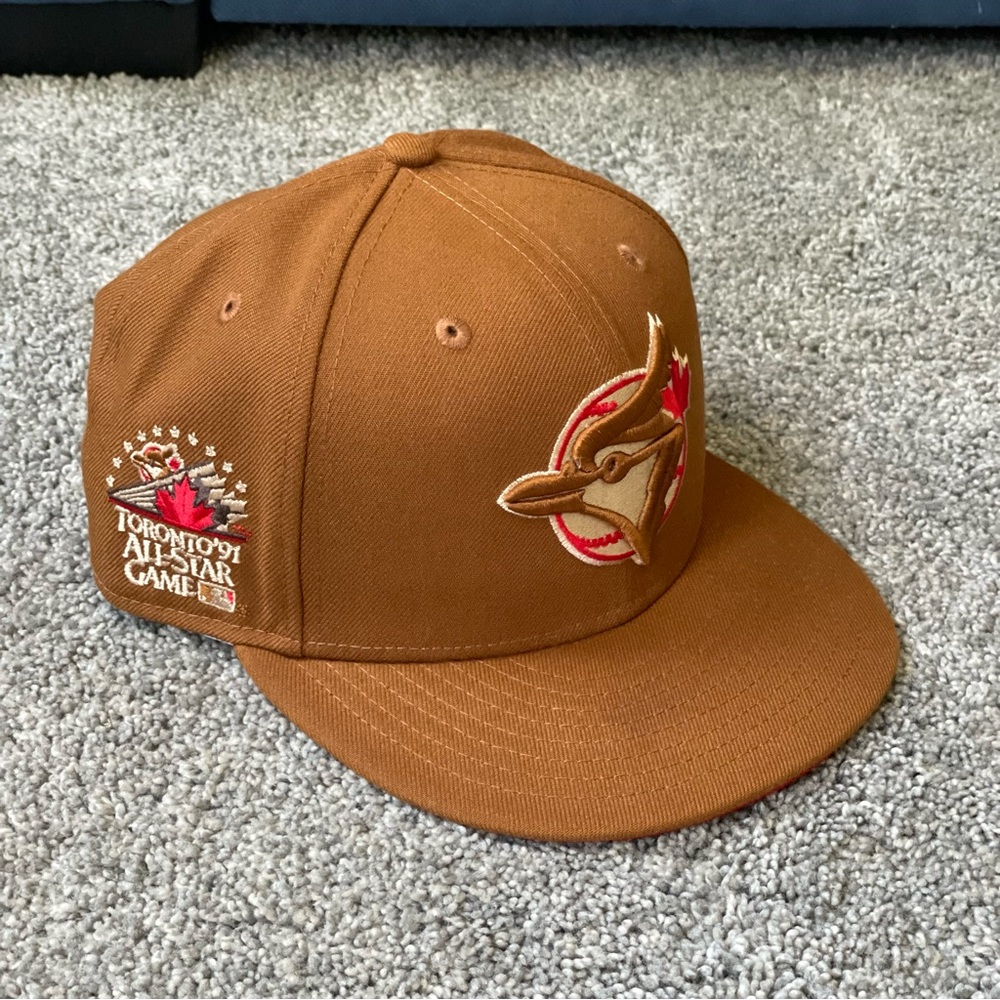 New Era Toronto Blue Jays Fitted Hat 1991 ASG Patch Brown Red UV 7 1/2